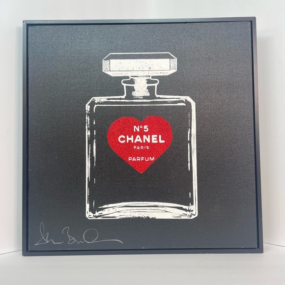 ‘I Love Chanel’ NO.5 Art Giclee Canvas Print Signed Shane Bowden Red Glitter 20” - Picture 4 of 16